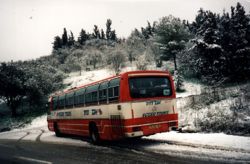 אוטובוס אגד ליד ג'וערה בחורף המושלג של 1992